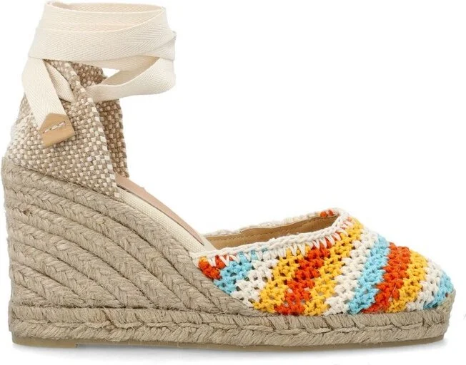 Castañer Carina Crochet Ankle Strap Wedge Espadrilles