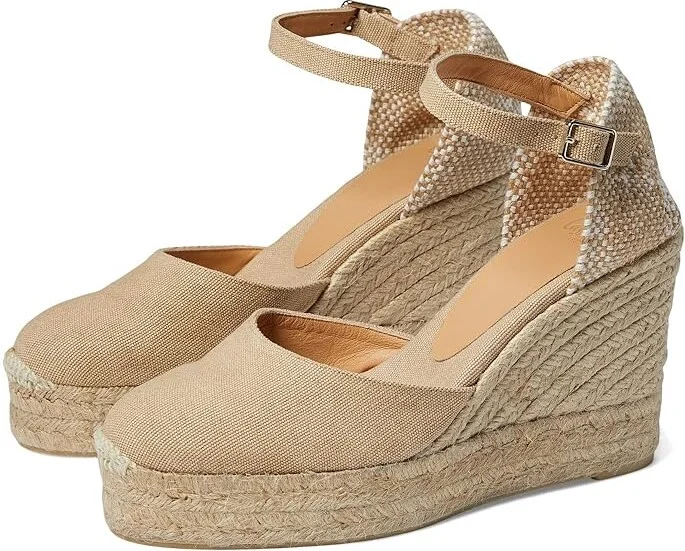 CASTANER Carol 80 mm Wedge Espadrille Women's Shoes Sand : EU 37 (US Women's 6.5) M, Textile