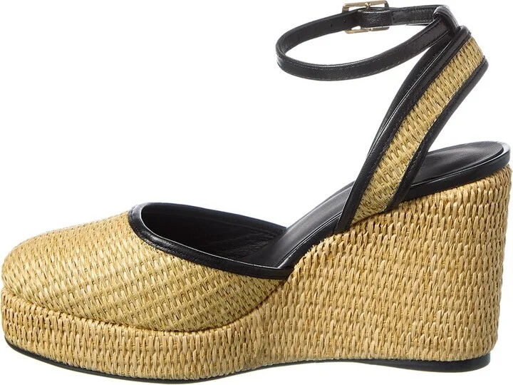 Castañer Cass Raffia & Leather Wedge Sandal - Image 2