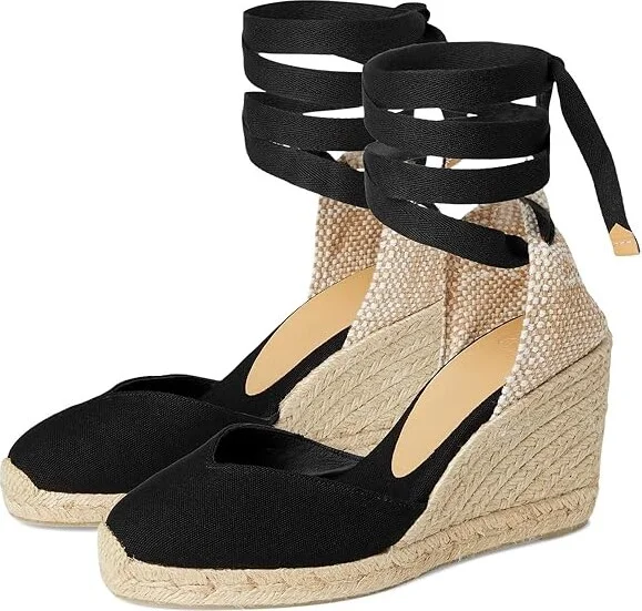 CASTANER Chiara 80 mm Wedge Espadrille Women's Shoes Black 1 : EU 35 (US Women's 5) M, Textile