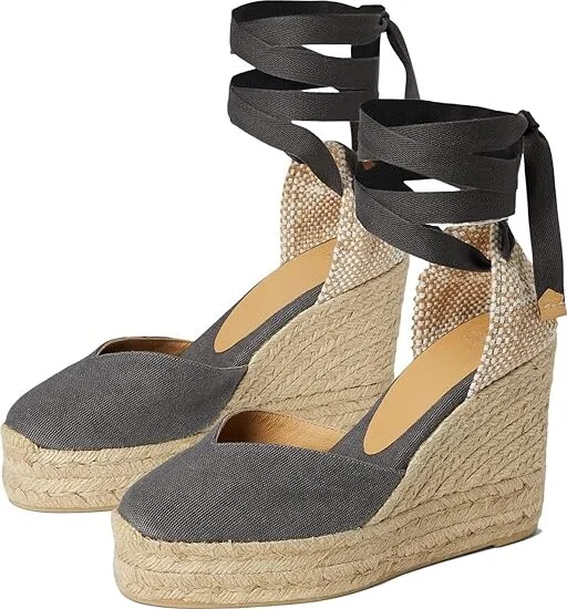 CASTANER Chiara 80 mm Wedge Espadrille Women's Shoes Charcoal : EU 39 (US Women's 9) M, Textile