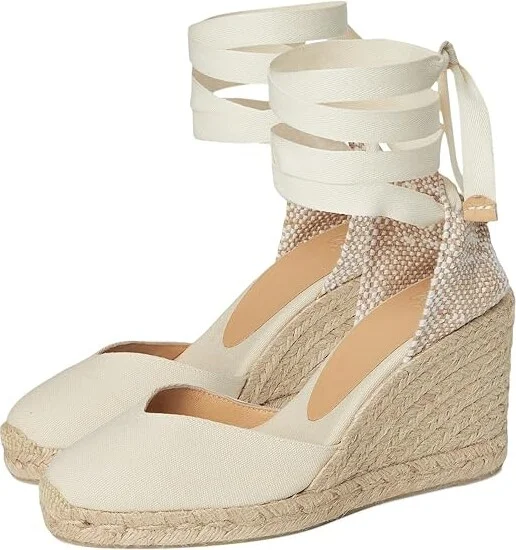 CASTANER Chiara 80 mm Wedge Espadrille Women's Shoes Ivory 1 : EU 36 (US Women's 6) M, Textile