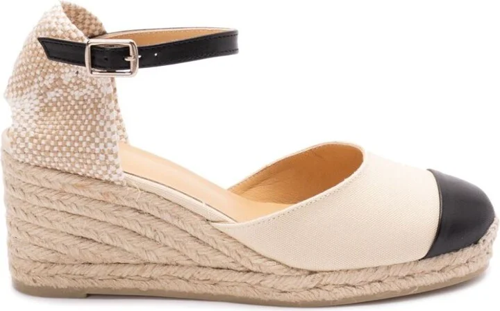 Castañer 'Coraline' White And Black Wedge Espadrilles