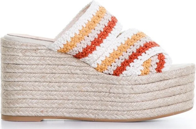 Castañer Crochet-Strap Woven Clogs