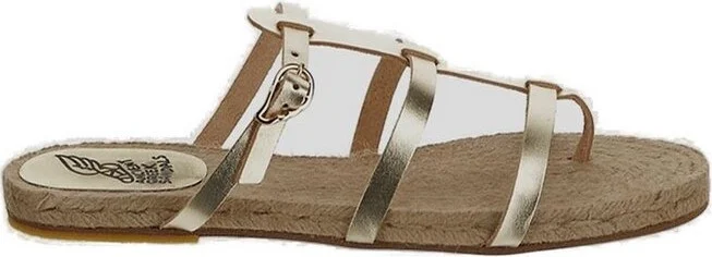 Castañer Metallic Effect Strapped Flat Slides