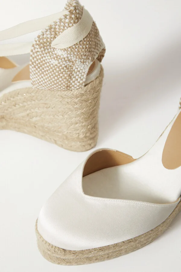 CASTAÑER - + Net Sustain Chiara 100 Satin And Canvas Wedge Espadrilles - White - Image 4