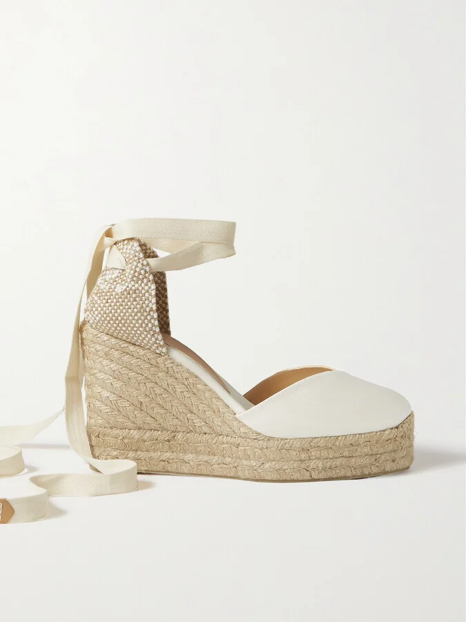 CASTAÑER - + Net Sustain Chiara 100 Satin And Canvas Wedge Espadrilles - White