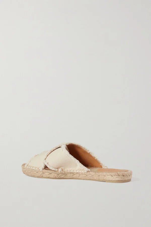 CASTAÑER - + Net Sustain Palmera Frayed Canvas Espadrille Slides - Cream - Image 3