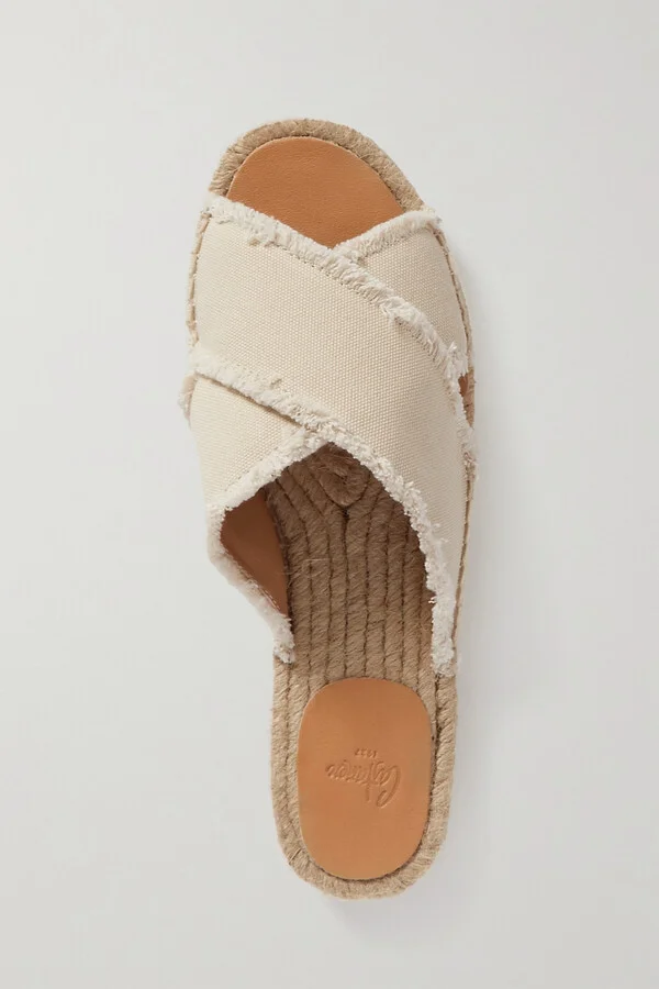 CASTAÑER - + Net Sustain Palmera Frayed Canvas Espadrille Slides - Cream - Image 5