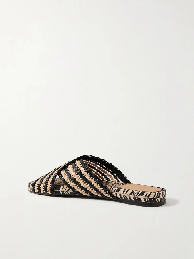CASTAÑER - Pat Two-tone Raffia Slides - Black - Image 3