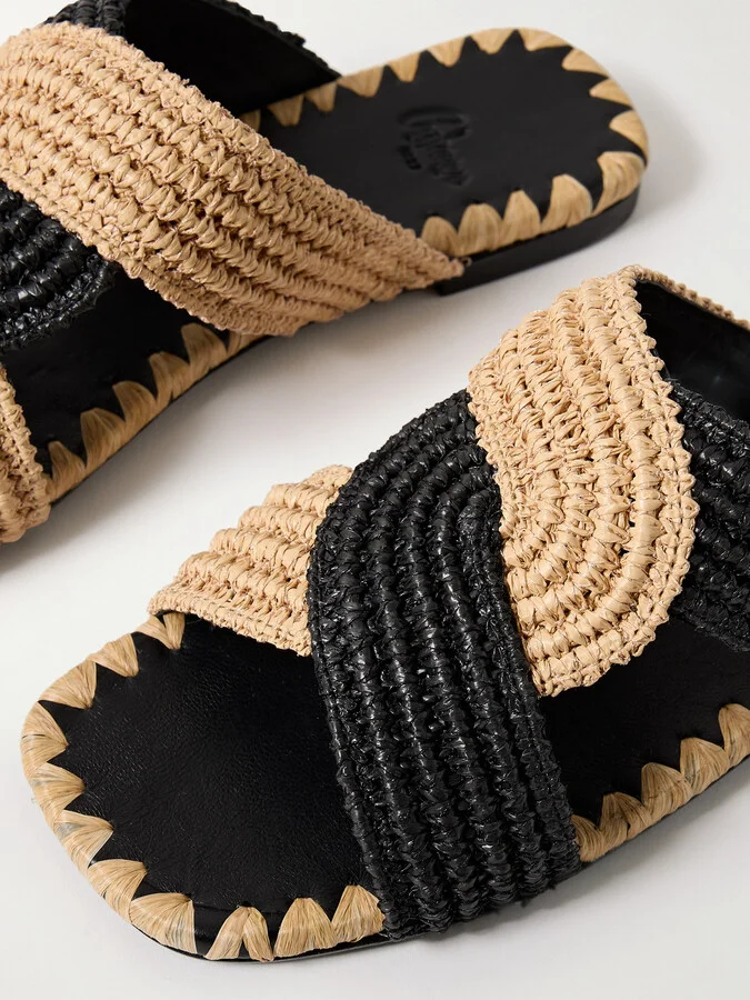 CASTAÑER - Prado Raffia Slides - Black - Image 4