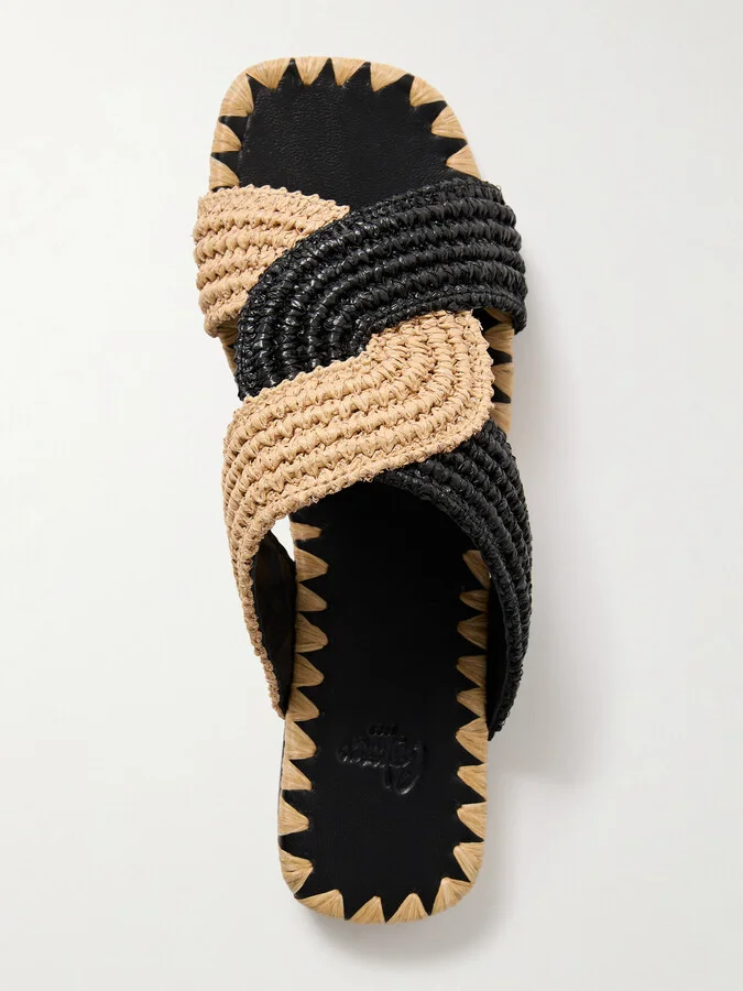 CASTAÑER - Prado Raffia Slides - Black - Image 5