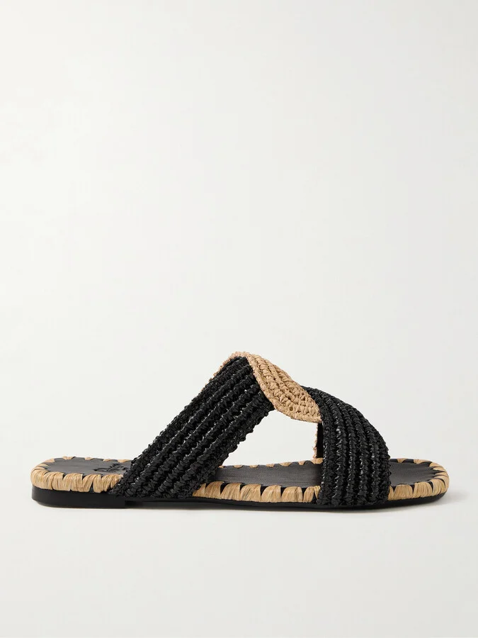 CASTAÑER - Prado Raffia Slides - Black