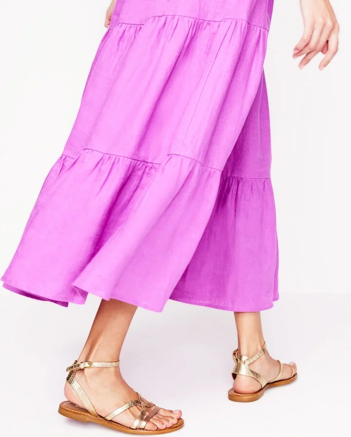 Casual Flat Sandal, Gold Woven Leather - Image 2