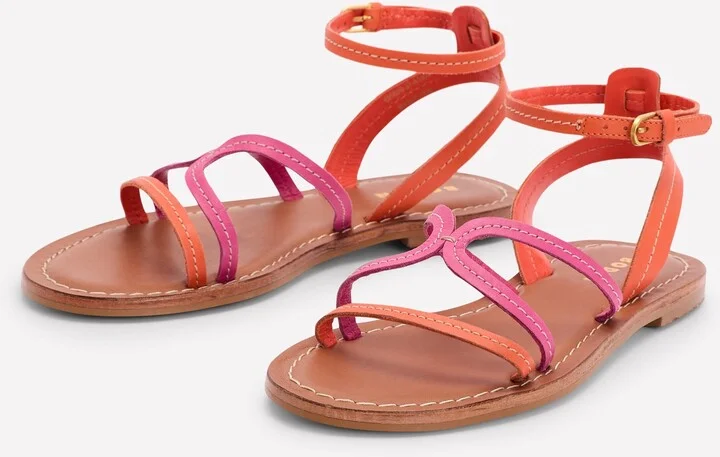 Casual Flat Sandal, Gold Woven Leather - Image 5