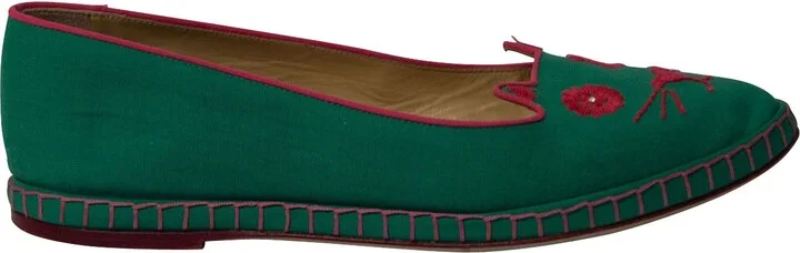 Cat Espadrilles in Green Cotton