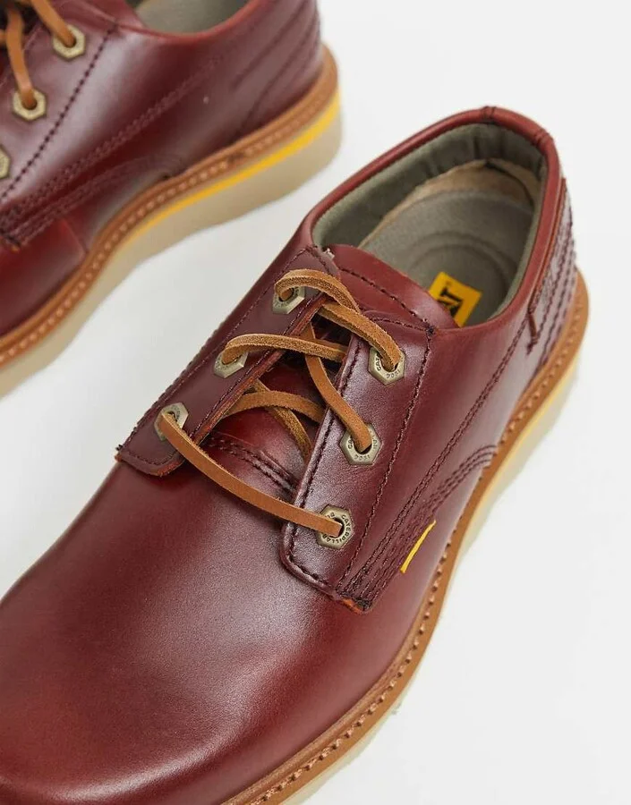 Caterpillar jackson low lace up shoes in wine leather - Image 3