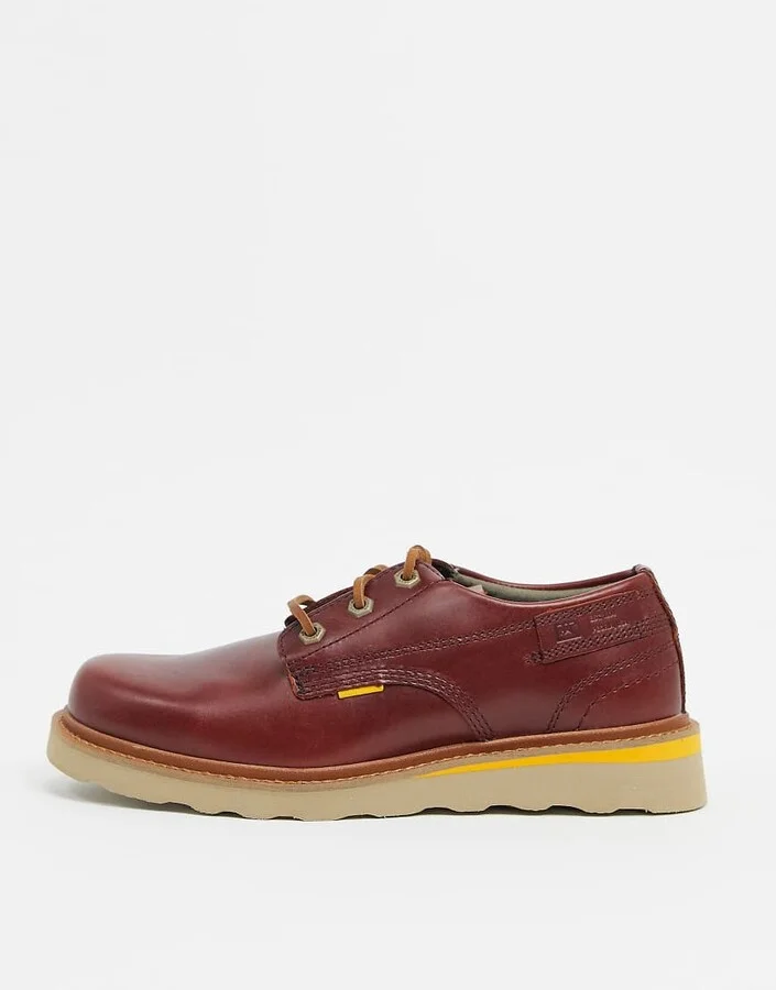 Caterpillar jackson low lace up shoes in wine leather - Image 4