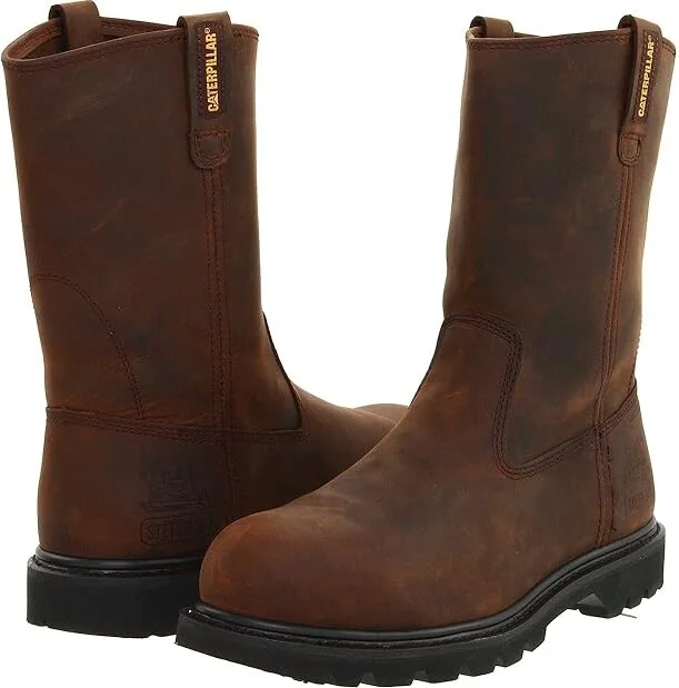 Caterpillar Revolver Steel Toe Men's Work Pull-on Boots Dark Brown : 8 D - Medium, Leather