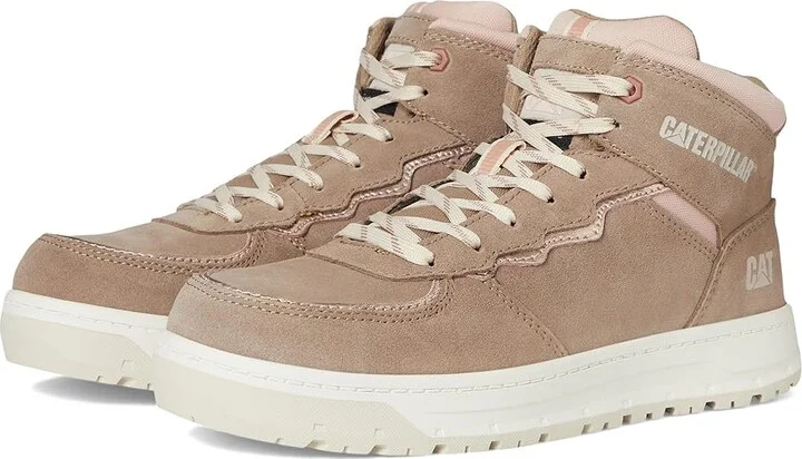 Caterpillar Streamline Court Mid CT Women's Shoes Greige Suede : 5 B - Medium, Leather/Suede