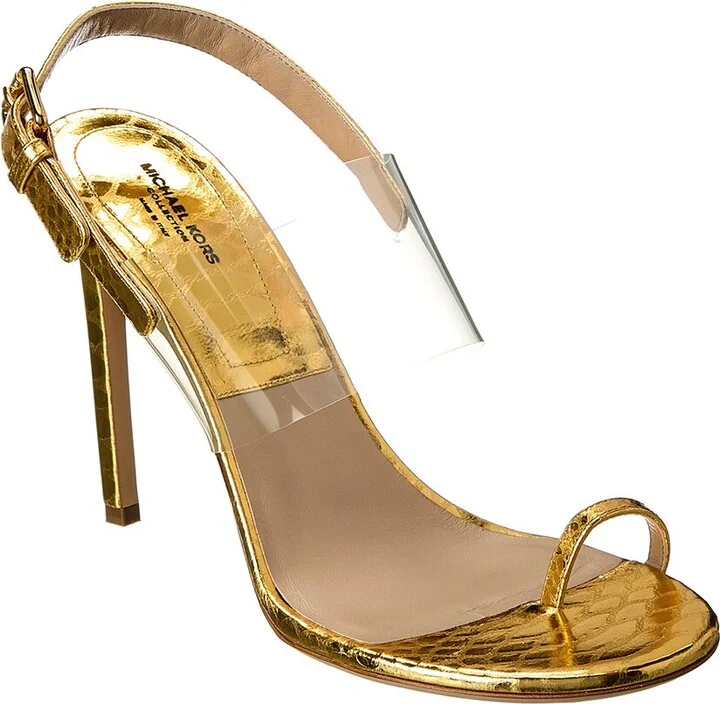 Catherine Python-Embossed Leather & Vinyl Sandal