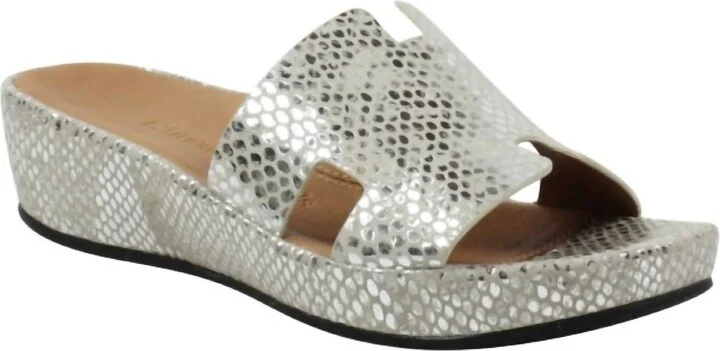 Catiana Sandal In Silver Gold Snake Print