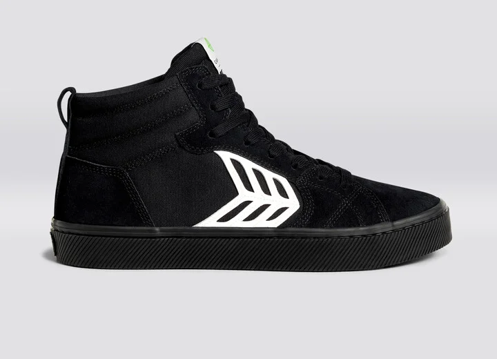 CATIBA PRO High All Black Suede and Canvas Ivory Logo Sneaker Men - Image 3