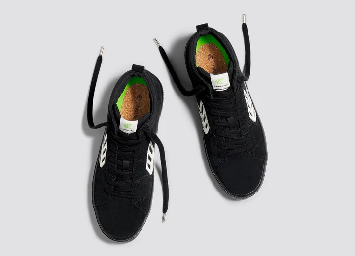 CATIBA PRO High All Black Suede and Canvas Ivory Logo Sneaker Men - Image 7