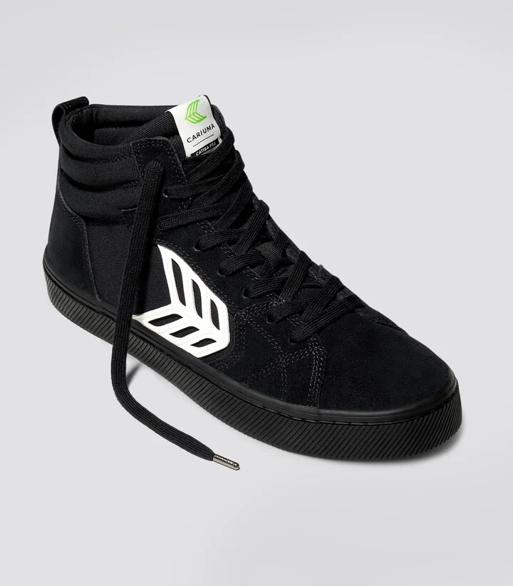 CATIBA PRO High All Black Suede and Canvas Ivory Logo Sneaker Men - Image 10