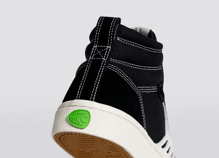 CATIBA PRO High Black Suede and Canvas Contrast Thread Ivory Logo Sneaker Men - Image 6