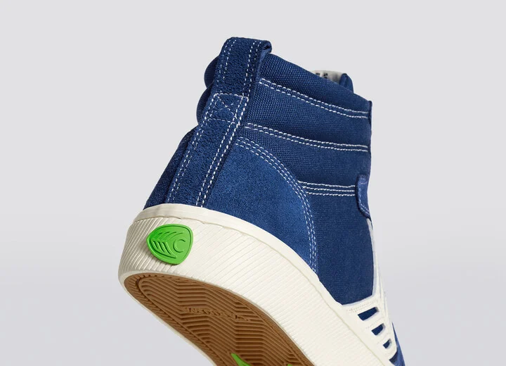 CATIBA PRO High Mystery Blue Suede and Canvas Contrast Thread Ivory Logo Sneaker Men - Image 6