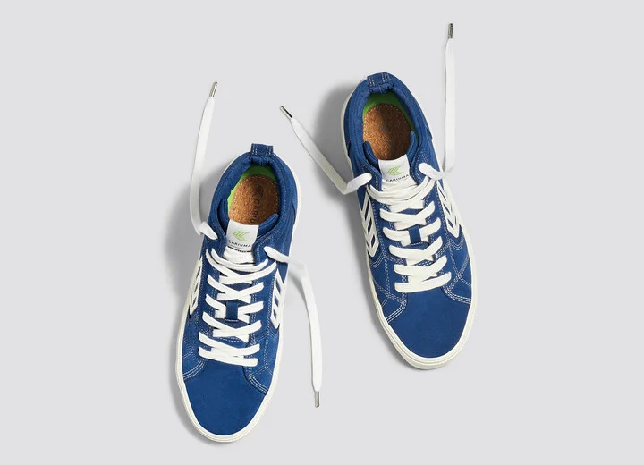 CATIBA PRO High Mystery Blue Suede and Canvas Contrast Thread Ivory Logo Sneaker Men - Image 7