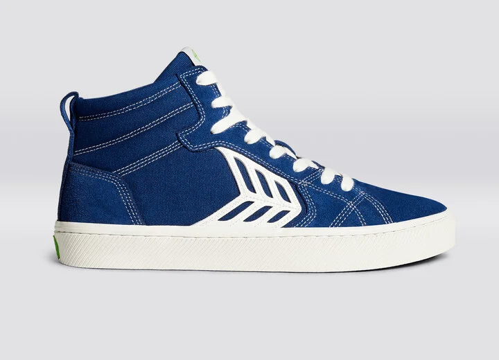CATIBA PRO High Mystery Blue Suede and Canvas Contrast Thread Ivory Logo Sneaker Women - Image 3