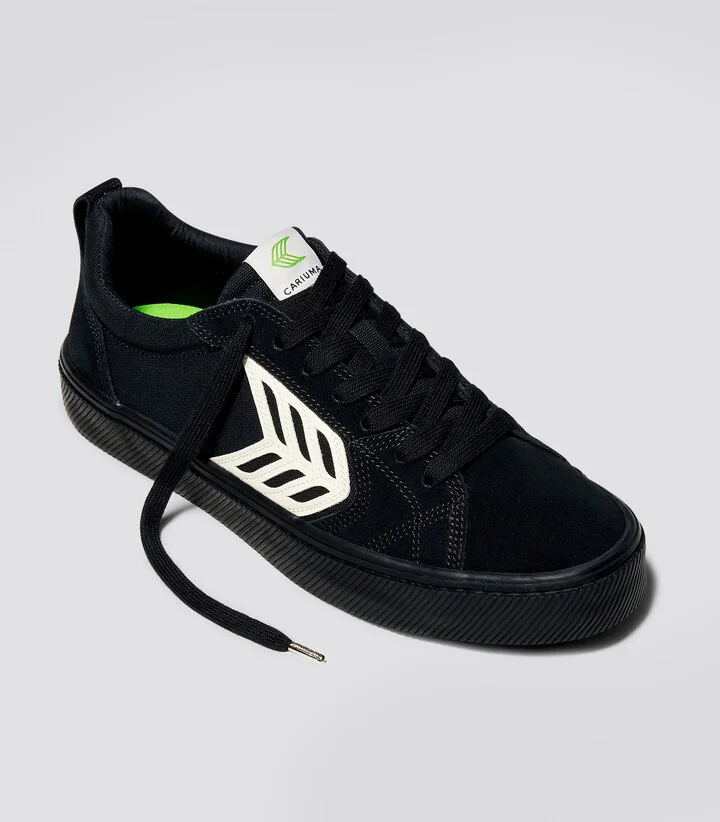 CATIBA PRO Low All Black Suede and Canvas Ivory Logo Sneaker Men - Image 2