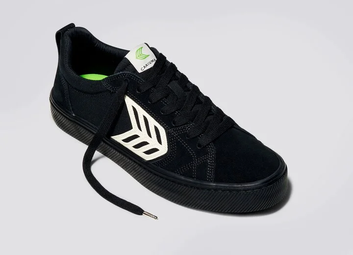 CATIBA PRO Low All Black Suede and Canvas Ivory Logo Sneaker Men - Image 4