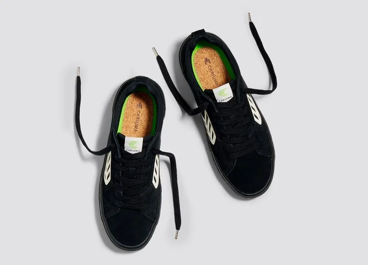 CATIBA PRO Low All Black Suede and Canvas Ivory Logo Sneaker Men - Image 7