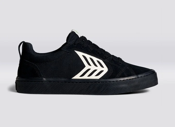 CATIBA PRO Low All Black Suede and Canvas Ivory Logo Sneaker Women - Image 3
