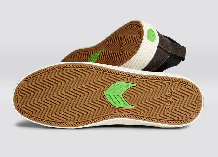 CATIBA PRO Low Black Premium Leather Dark Khaki Suede Ivory Logo Sneaker Men - Image 5