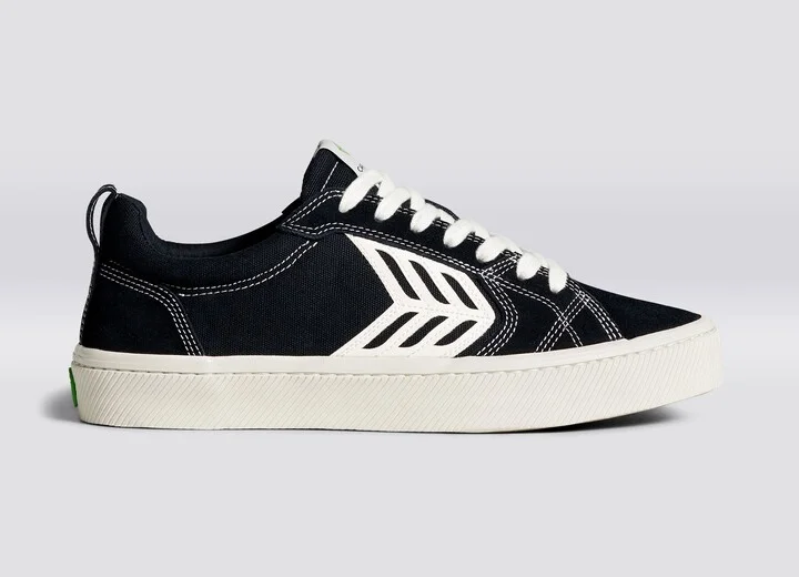 CATIBA PRO Low Black Suede and Canvas Contrast Thread Ivory Logo Sneaker Men - Image 3