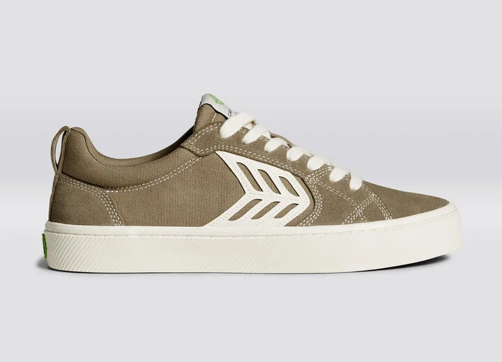 CATIBA PRO Low Burnt Sand Suede and Canvas Contrast Thread Ivory Logo Sneaker Men - Image 3