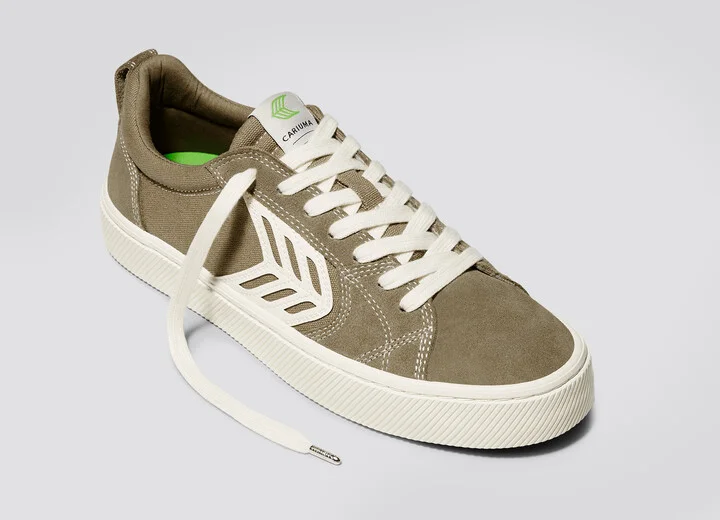 CATIBA PRO Low Burnt Sand Suede and Canvas Contrast Thread Ivory Logo Sneaker Men - Image 4