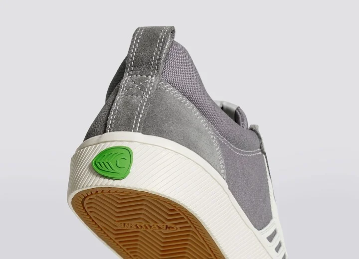 CATIBA PRO Low Charcoal Grey Suede and Canvas Contrast Thread Ivory Logo Sneaker Men - Image 6