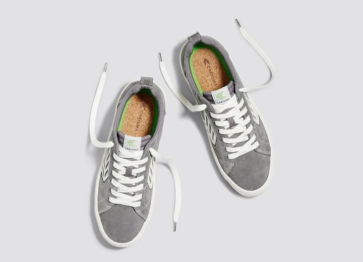 CATIBA PRO Low Charcoal Grey Suede and Canvas Contrast Thread Ivory Logo Sneaker Men - Image 7
