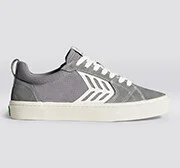 CATIBA PRO Low Charcoal Grey Suede and Canvas Contrast Thread Ivory Logo Sneaker Men - Image 10