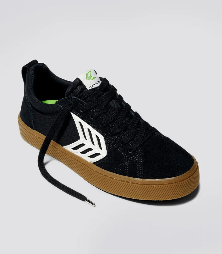 CATIBA PRO Low Gum Black Suede and Canvas Ivory Logo Sneaker Men - Image 2