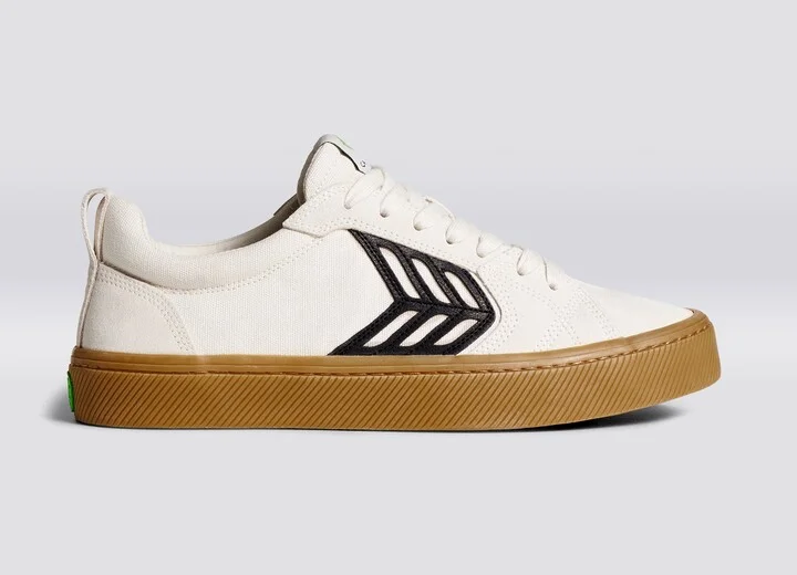 CATIBA PRO Low Gum Vintage White Suede and Canvas Black Logo Sneaker Men - Image 3