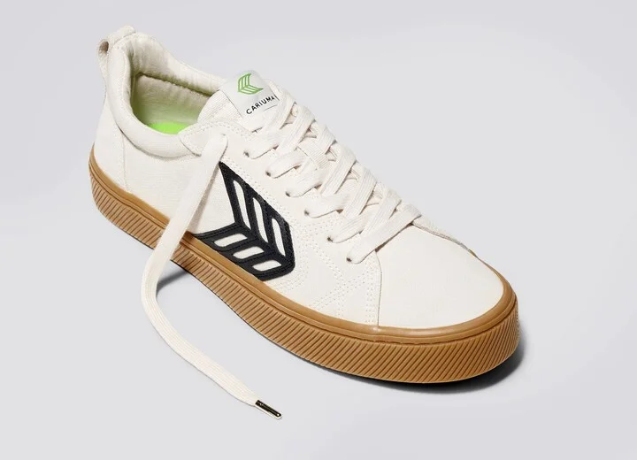 CATIBA PRO Low Gum Vintage White Suede and Canvas Black Logo Sneaker Men - Image 4