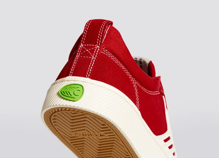 CATIBA PRO Low Samba Red Suede and Canvas Contrast Thread Ivory Logo Sneaker Men - Image 6