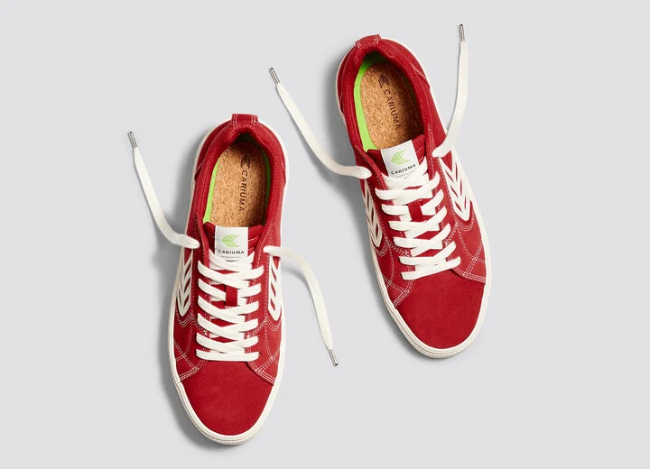 CATIBA PRO Low Samba Red Suede and Canvas Contrast Thread Ivory Logo Sneaker Men - Image 7