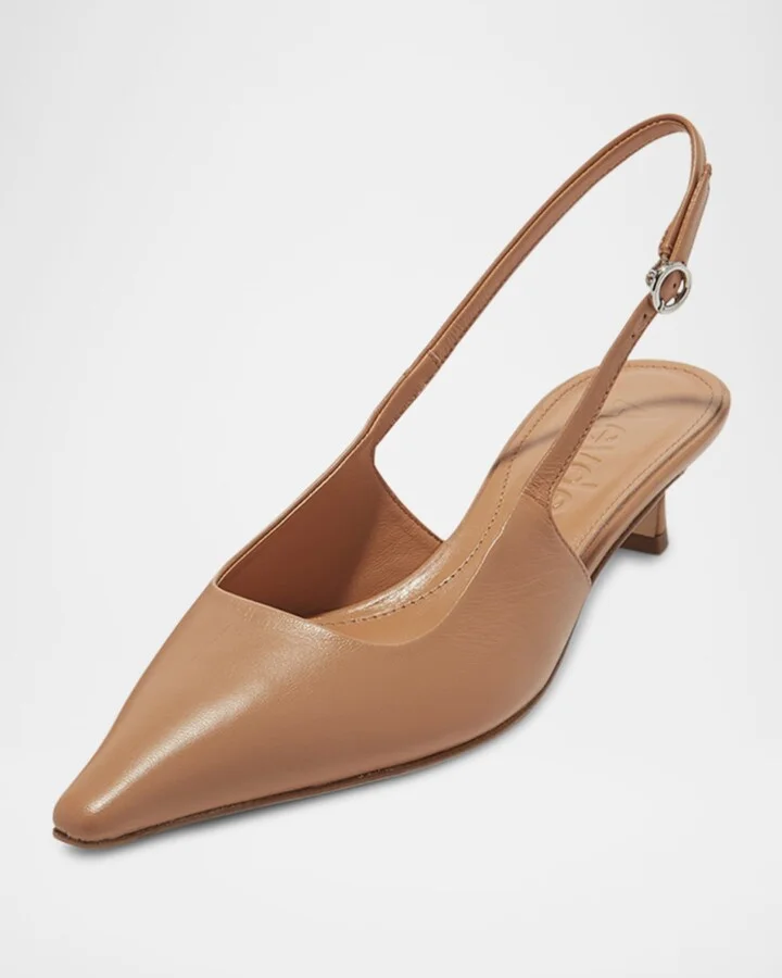 Catrina Leather Kitten-Heel Slingback Pumps - Image 2